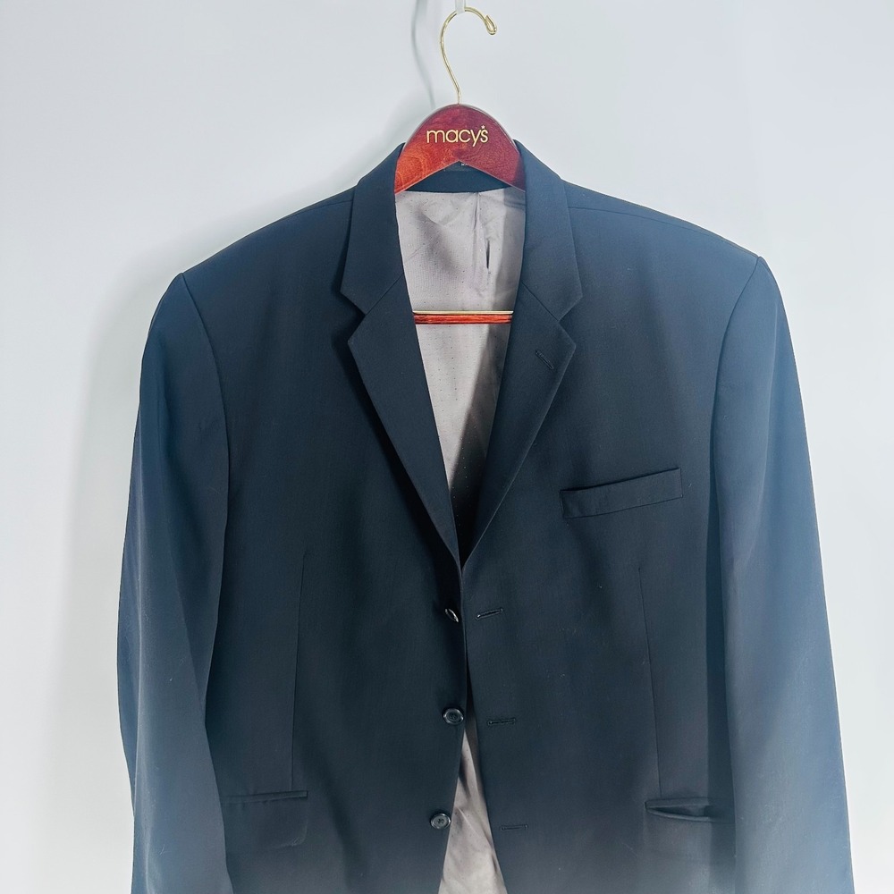 Calvin Klein 3 Button Woolmark Long Sleeve Jacket Sport Blazer Black Size 46 L